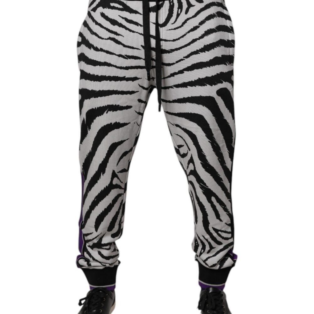 Black White Zebra Men Jogger Sweatpants Pants