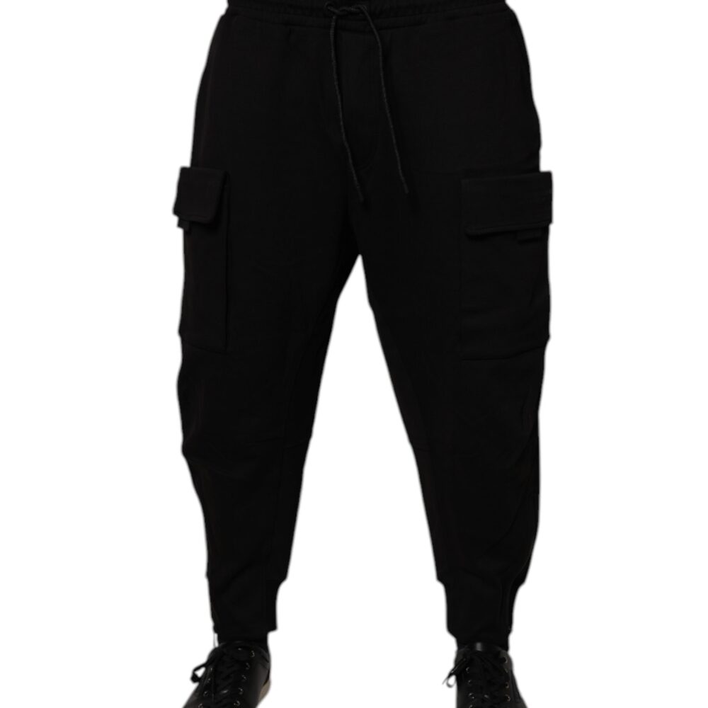 Black Cotton Men Cargo Jogger Sweatpants Pants