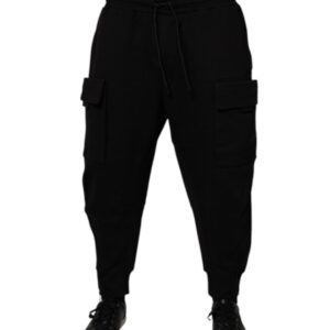 Black Cotton Men Cargo Jogger Sweatpants Pants
