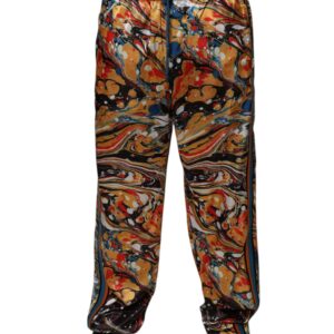 Multicolor Marble Satin Men Tracksuit Pants