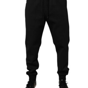 Black Polyester Men Jogger Sweatpants Pants