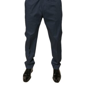Dark Blue Cotton Stretch Skinny Men Dress Pants