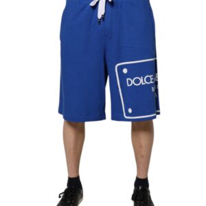 Blue Logo Cotton Bermuda Sweatshorts Shorts