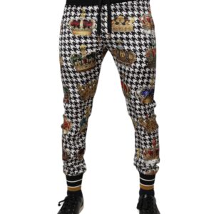 Multicolor Houndstooth Crown Men Sweatpants Pants