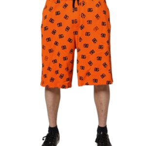 Orange Logo Monogram Cotton Bermuda Shorts