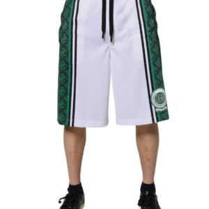 White Green Men Jersey Sweatshorts Shorts