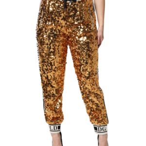 Metallic Gold DG Logo Sequined Jogger Pants