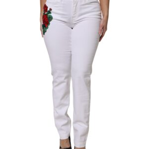 White Floral Sequined GIRLY Denim Jeans