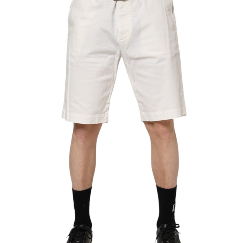 White Chinos Cotton Stretch Men Casual Shorts