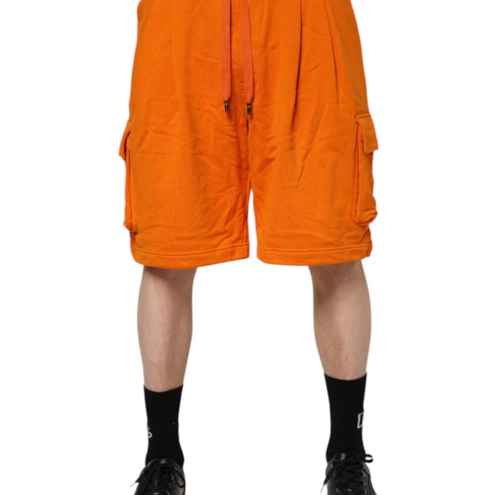 Orange Cotton Men Casual Cargo Bermuda Shorts