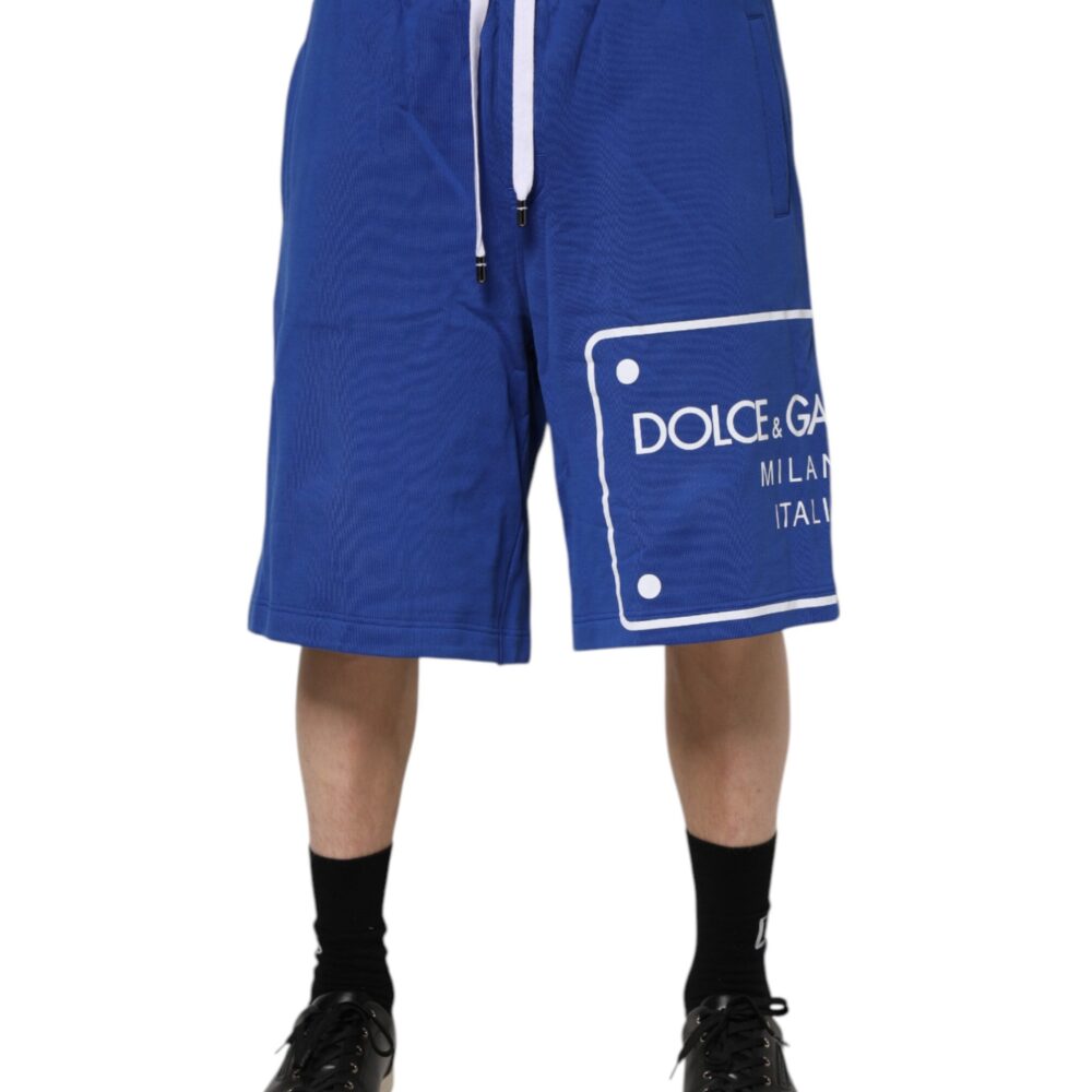 Blue Logo Cotton Bermuda Sweatshorts Shorts