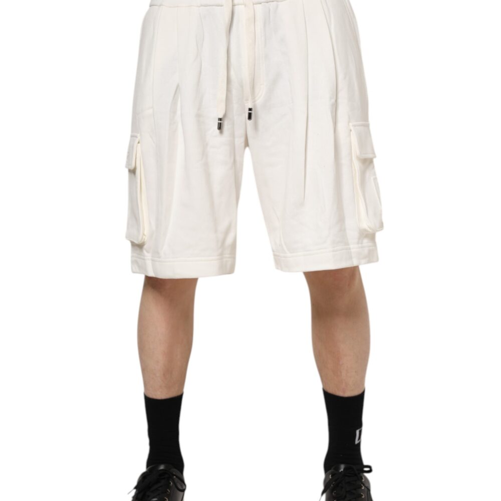 White Cotton Cargo Bermuda Sweatshorts Shorts
