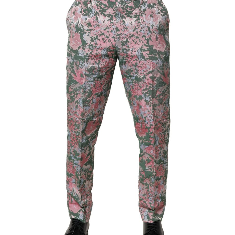 Multicolor Floral Jacquard Pants