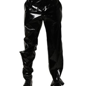 Black Nylon Straight Men Pants