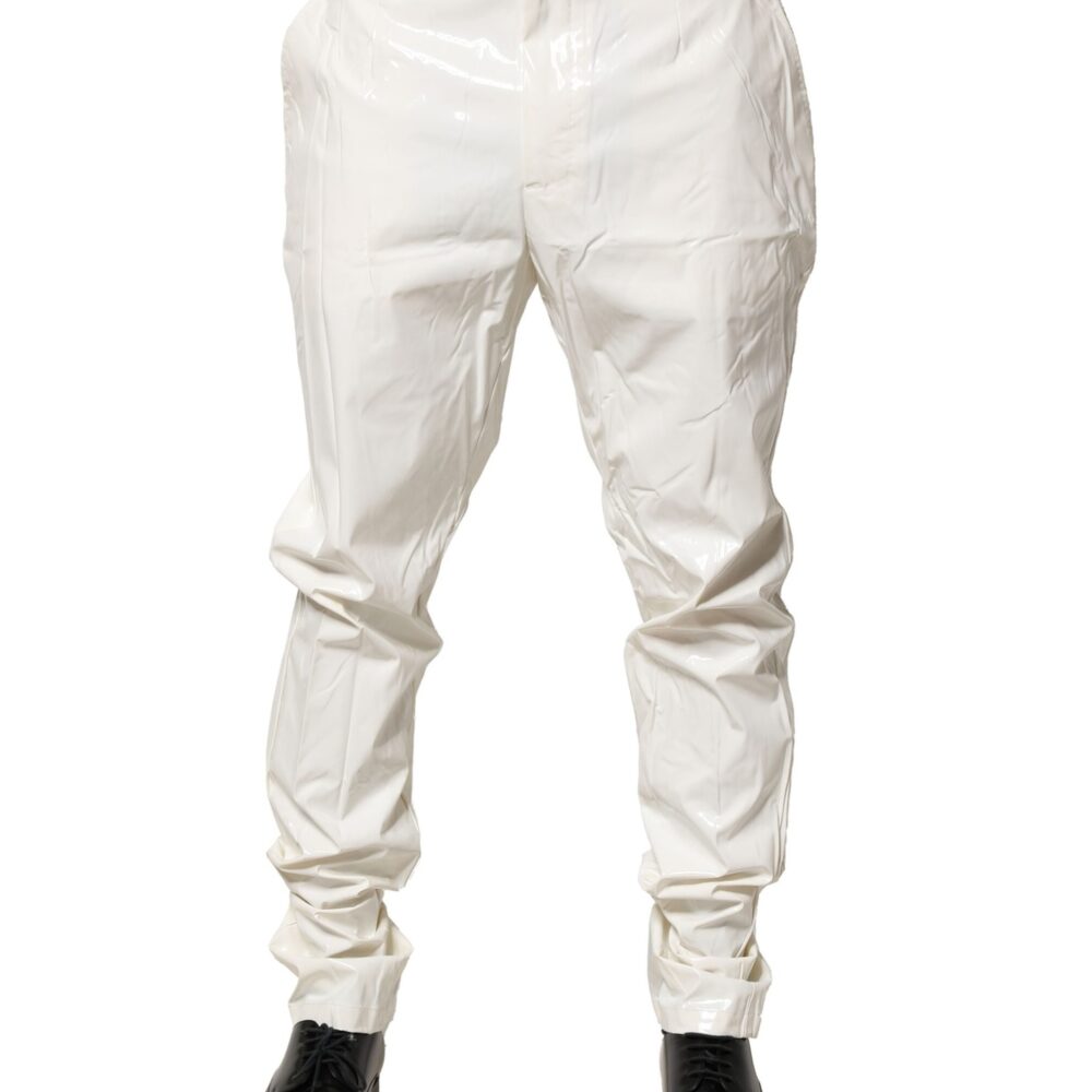White Nylon Tapered Dress Men Pants