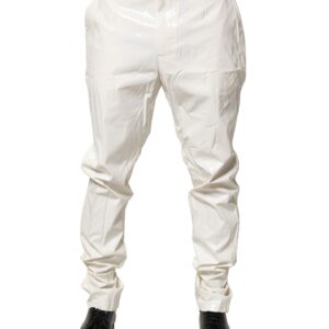 White Nylon Tapered Dress Men Pants