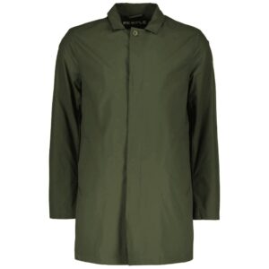 Green Recycled Polyester Men Trench Coat