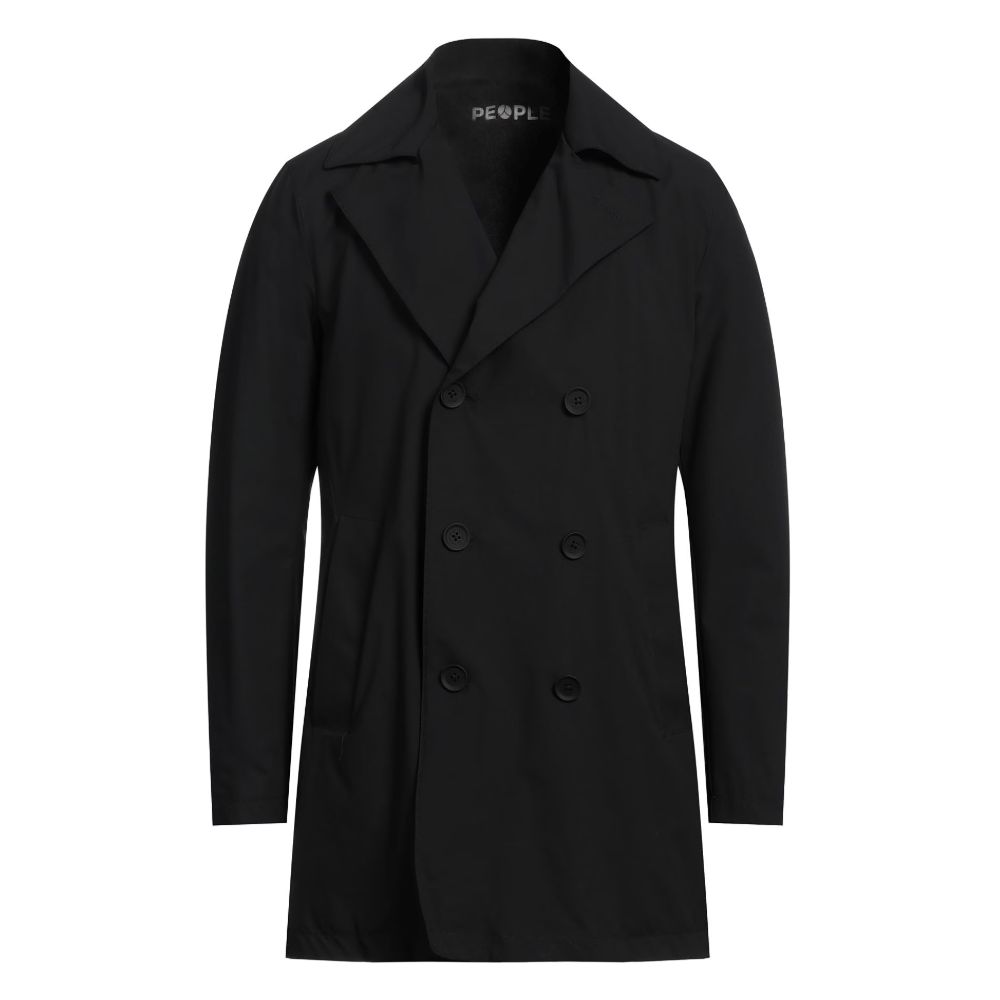 Black Recycled Polyester Men Trench