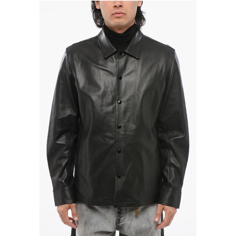 Leather Overshirt with Flush Pockets
