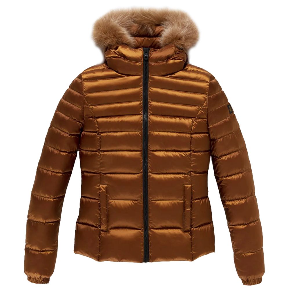 Orange Nylon Women's Short Jacket