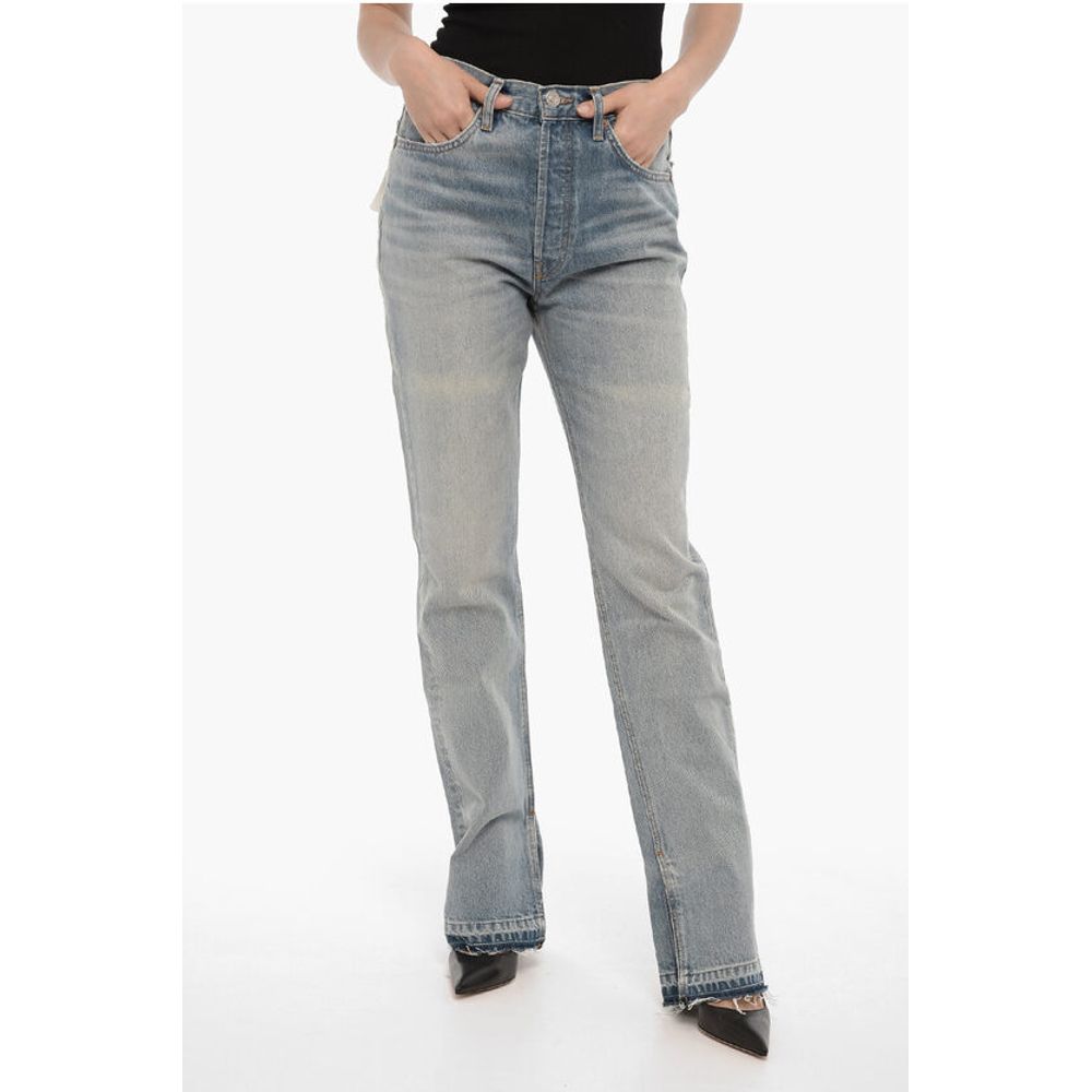 Straight Leg Jeans with Ankle Slit 20cm