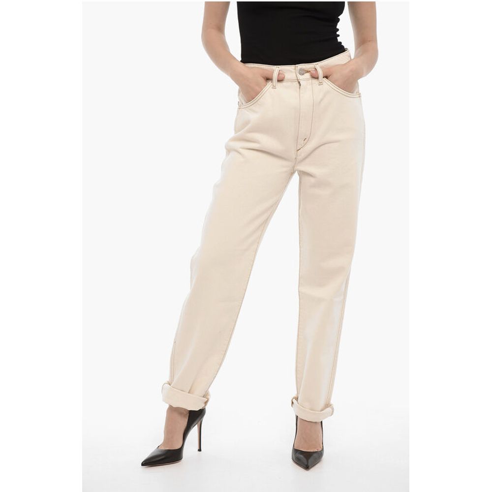 High-Waisted Jeans with Visible Stitching 20cm