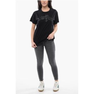 Crew-neck T-shirt With PUNK Contrast Print
