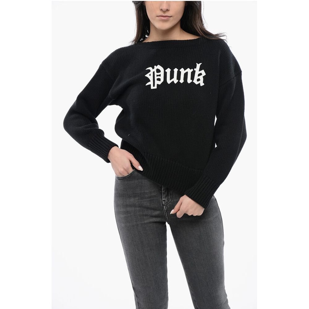 Solid Color Crewneck Sweater with Contrasting Detail