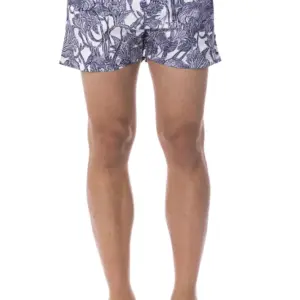 Light Blue Polyester Men Swimsuit