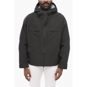 Multi-Pocket Nylon Windbreaker Jacket with Hood