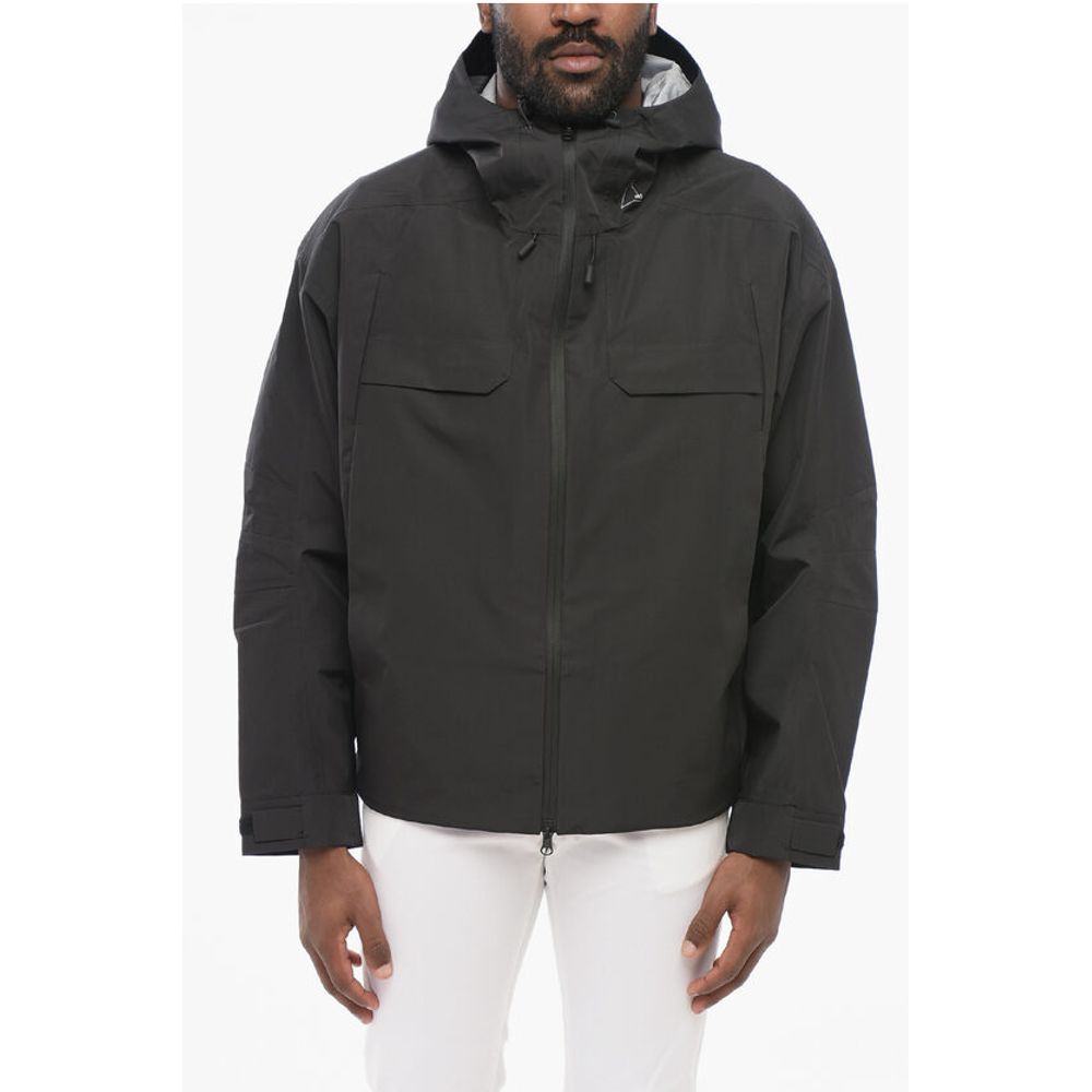 Multi-Pocket Nylon Windbreaker Jacket with Hood