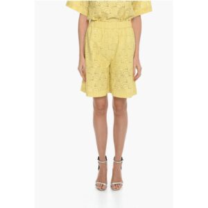 Solid Color KAREN Shorts with Perforated Motif