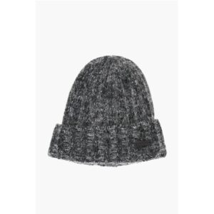 Wool Blend Beanie with Logo Patch
