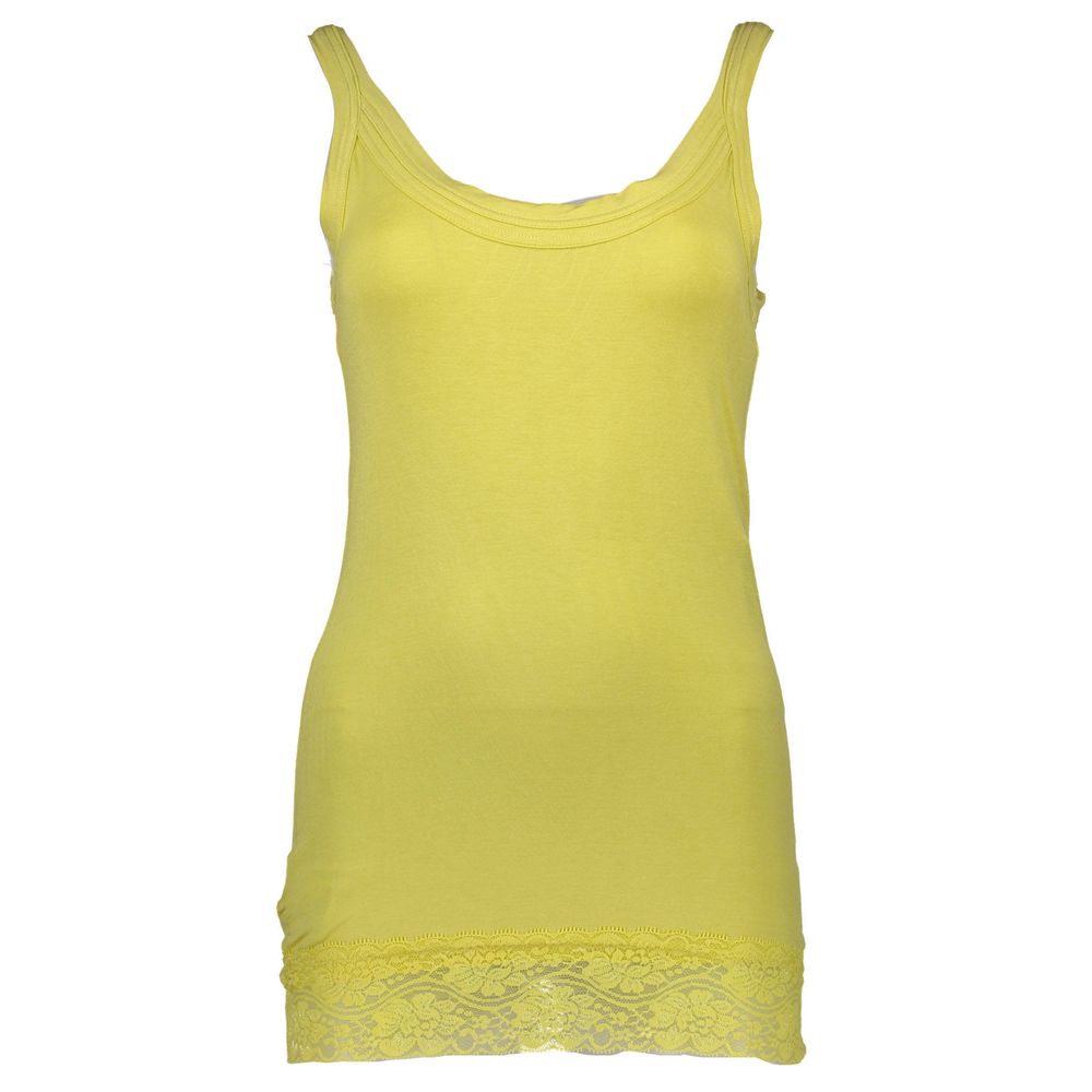 Yellow Cotton Womens Tank with Lace Detail