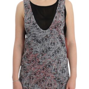 Elegant Sleeveless Black & Red Top