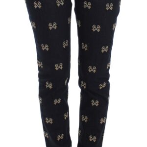 Elegant Embroidered Slim Fit Denim Jeans