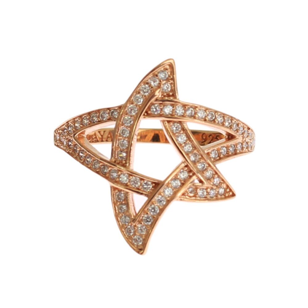Pink Gold Plated Silver CZ Crystal Ring