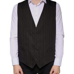 Black Cotton Waistcoat Dress Formal Vest