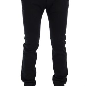 Chic Slim-Fit Blue Cotton Stretch Pants