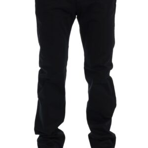 Sleek Blue Cotton Stretch Pants for Men