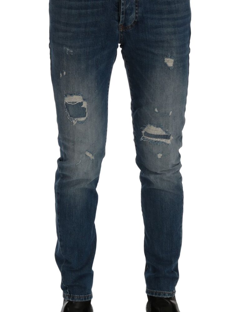 Svelte Italian Denim - Slim Fit Blue Jeans