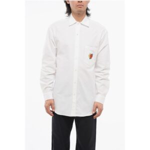 Solid Color Shirt with Embroidery on Breast Pocket