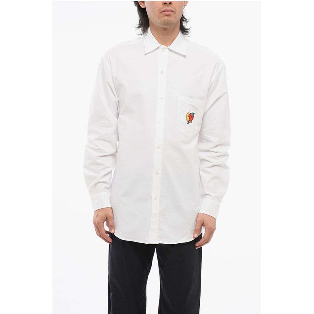 Solid Color Shirt with Embroidery on Breast Pocket