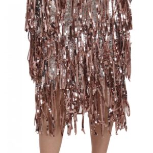 Metallic Sequin Tulle High-Waist Midi Skirt