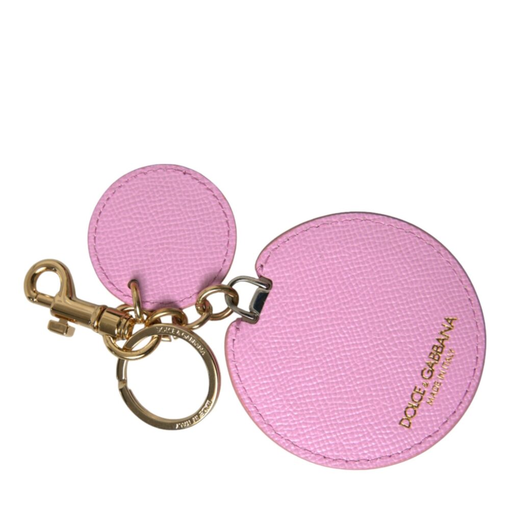 Elegant Pink Gold Leather Keychain