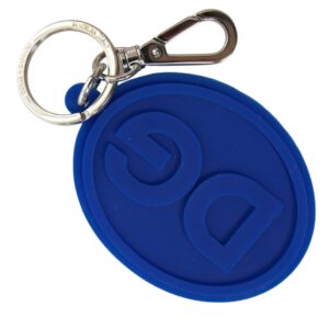 Elegant Blue Rubber Keychain with Brass Accents