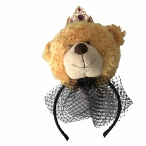 Brown Teddy Bear Gold Crystal Crown Hair Band Diadem
