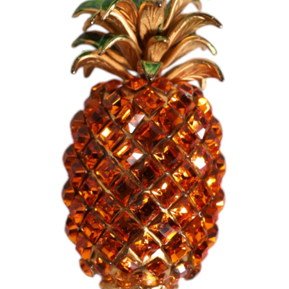 Gold Brass Pineapple Crystal Jewelry Brooch Pin