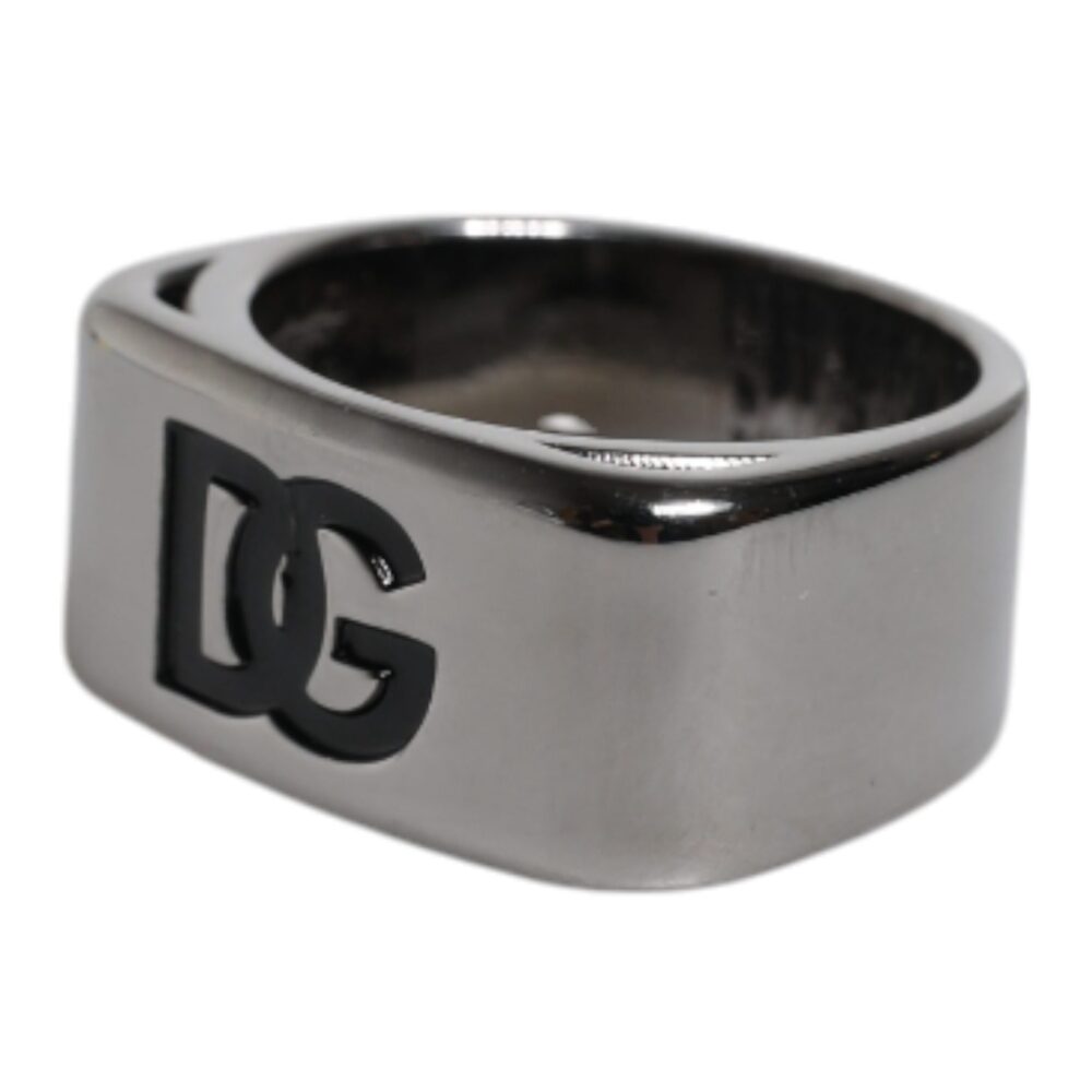 Silver Tone Brass Anello DG Logo Ring