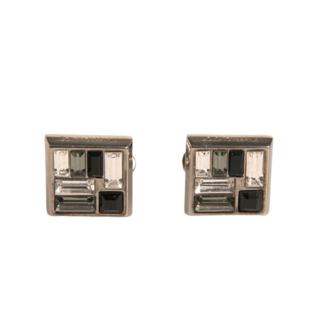 Silver Plated Brass Pin Crystal Cufflinks